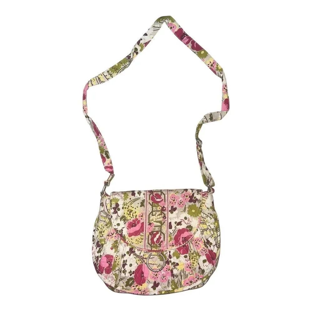 Vera Bradley Make Me Blush Saddle Up Crossbody Purse Bag Floral Retired EUC